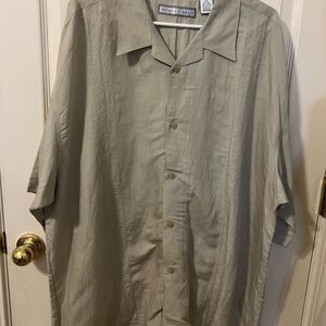 Men's Tan Linen Resort Shirt Size 2X Great Condition